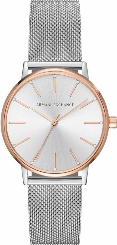 Armani Exchange Lola Analog White Dial Silver Mesh Strap Watch For Women - AX5537