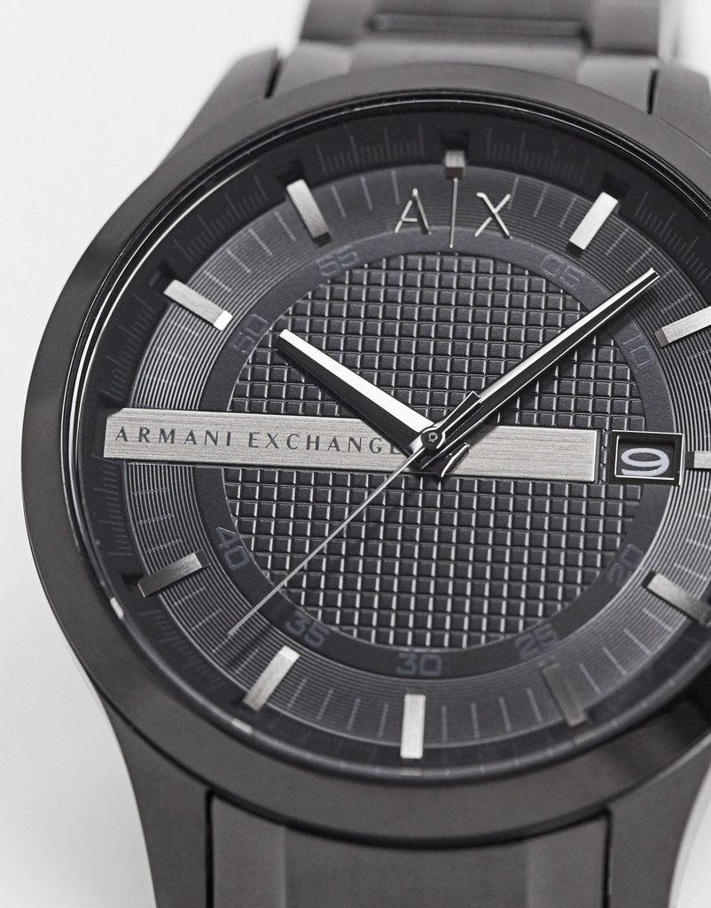 Armani Exchange Hampton Chronograph Black Dial Black Steel Strap Watch For Men - AX2104