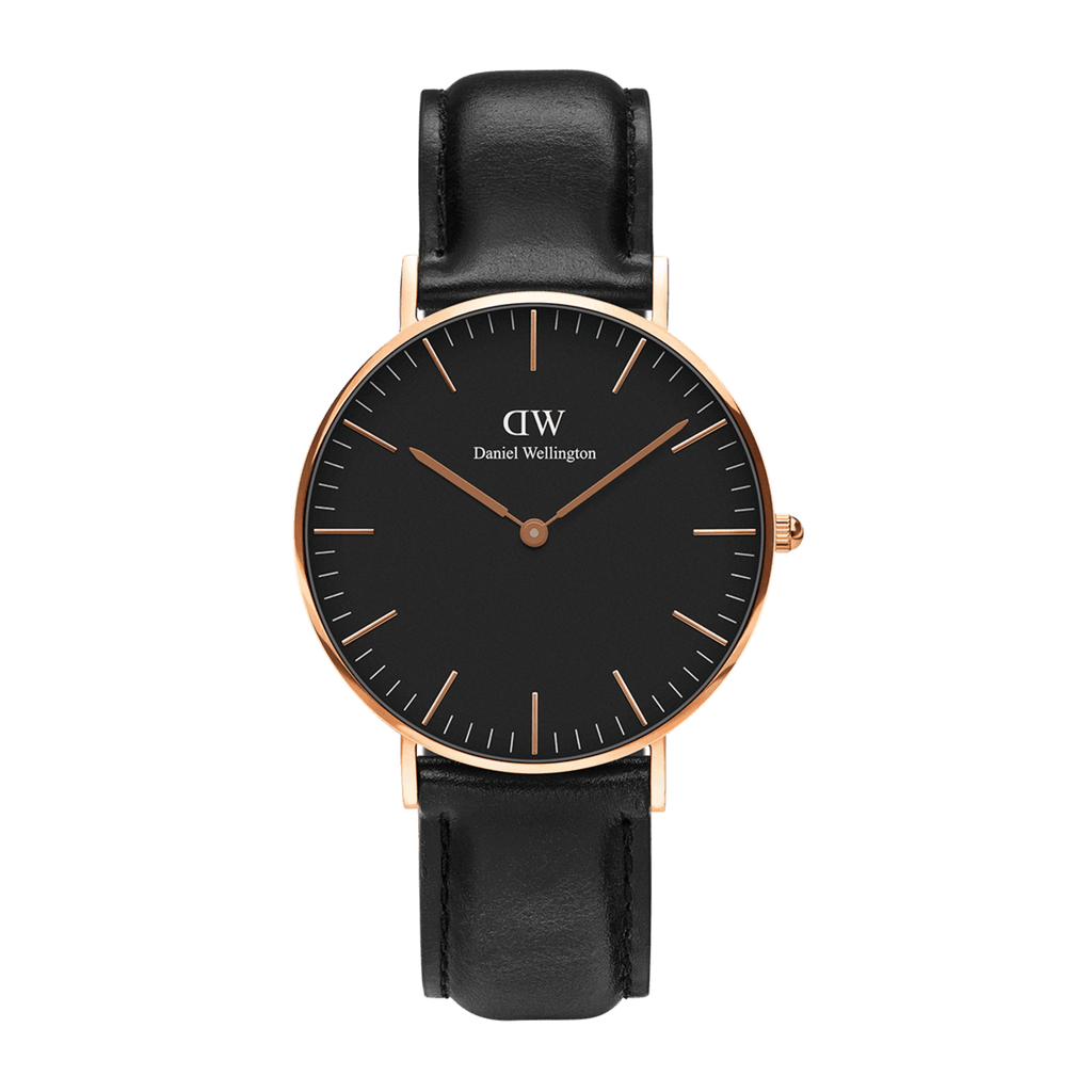 Daniel Wellington Classic Sheffield Black Dial Black Leather Strap Watch For Men - DW00100127