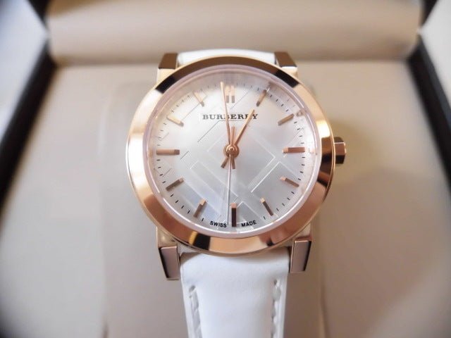Burberry The City White Dial White Leather Strap Watch for Women - BU9209