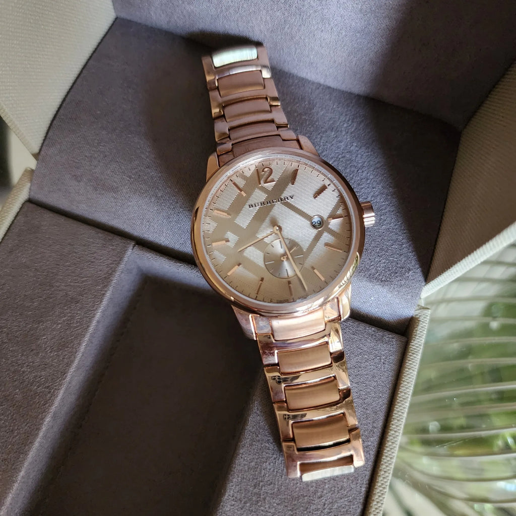 Burberry The Classic Rose Gold Dial Rose Gold Steel Strap Watch for Men - BU10013