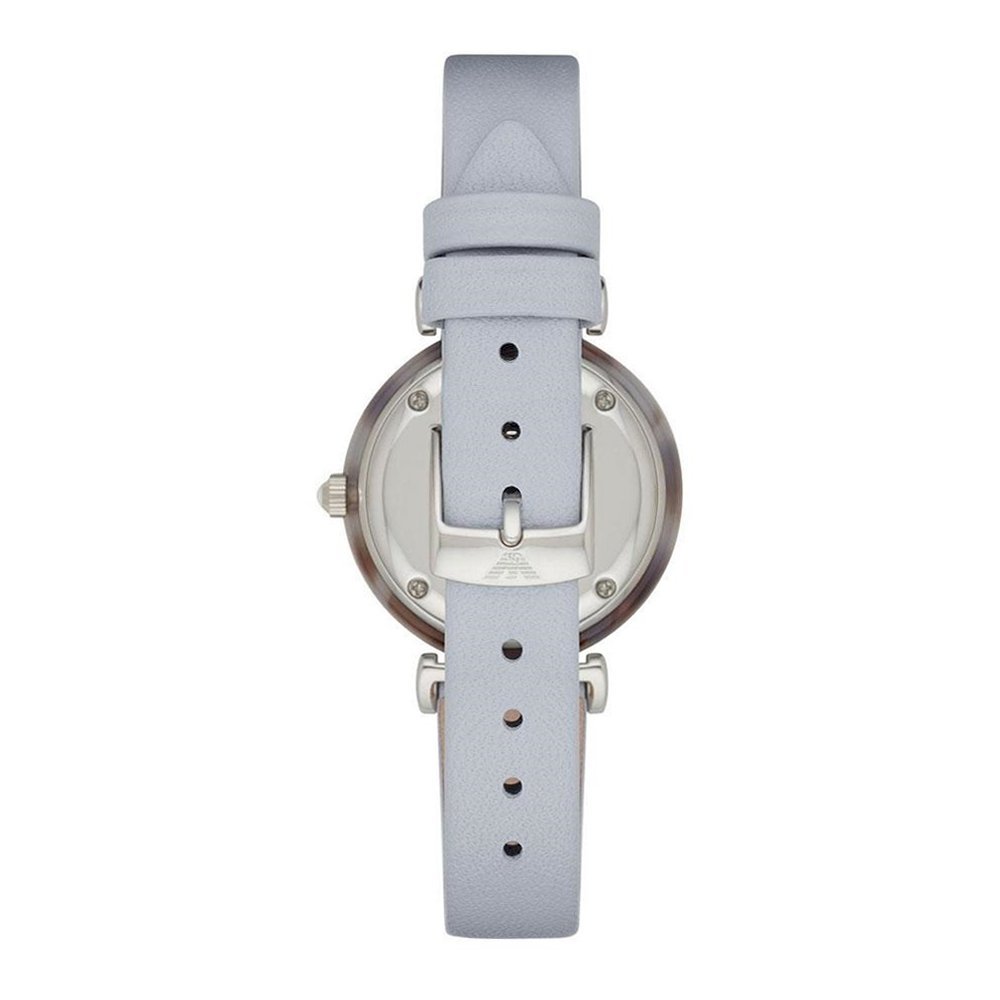 Emporio Armani White Dial Light Blue Leather Strap Watch For Women - AR11002