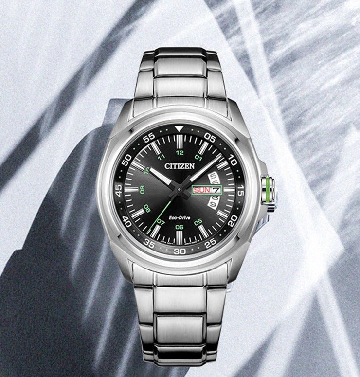 Citizen Eco Drive Urban Black Dial Silver Stainless Steel Watch For Men - AW0020-59EB