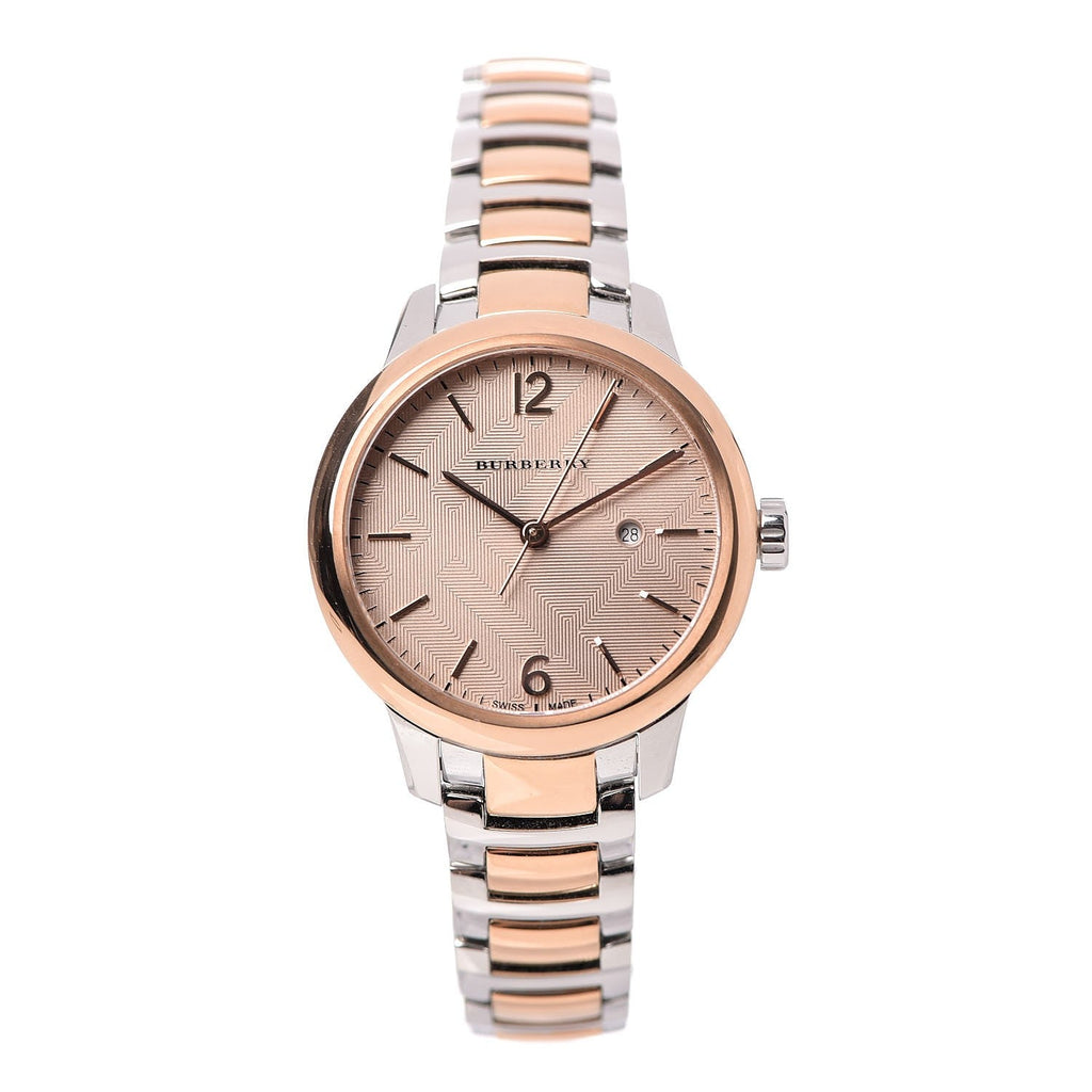 Burberry The Classic Rose Gold Dial Two Tone Steel Strap Watch for Women - BU10117