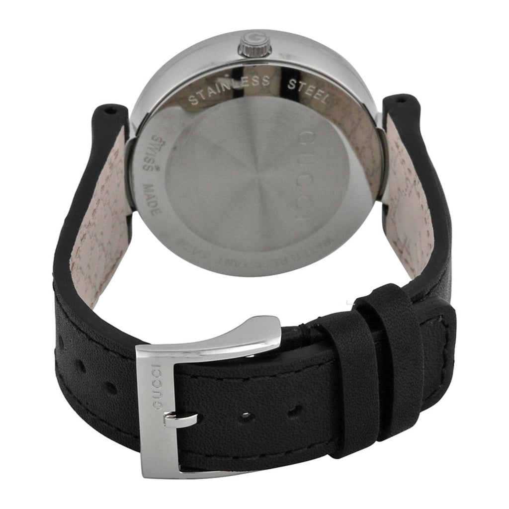Gucci G Interlocking Black Dial Black Leather Strap Watch For Women - YA133301