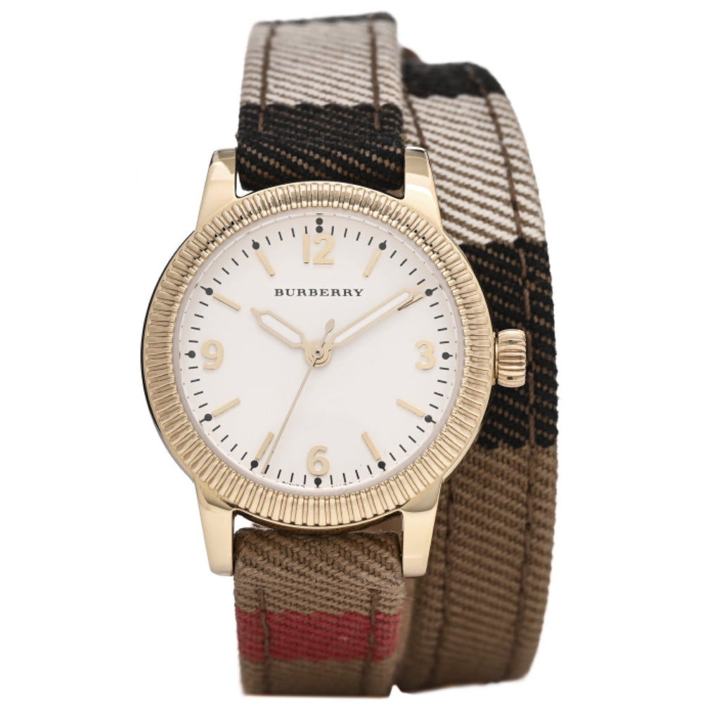 Burberry Utilitarian White Dial Multicolor Leather Strap Watch for Women - BU7851