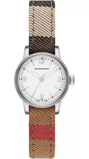Burberry Utilitarian White Dial Multicolor Leather Strap Watch for Women - BU7863