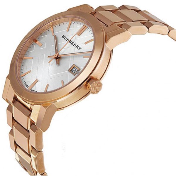Burberry The City White Dial Rose Gold Steel Strap Watch for Women - BU9004
