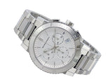 Burberry City Chronograph White Dial Silver Steel Strap Watch For Women - BU9700