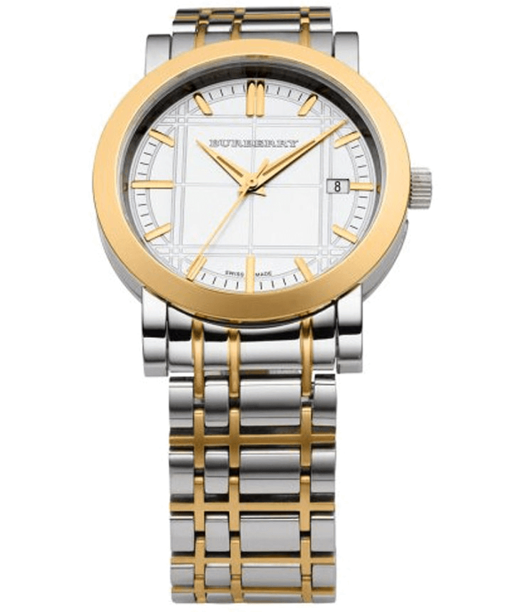 Burberry Heritage White Dial Two Tone Stainless Steel Strap Watch for Men - BU1358