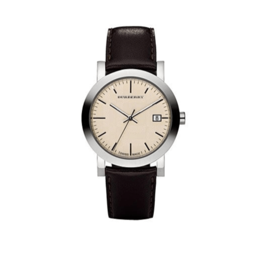 Burberry Heritage Beige Dial Brown Leather Strap Watch for Men - BU1777