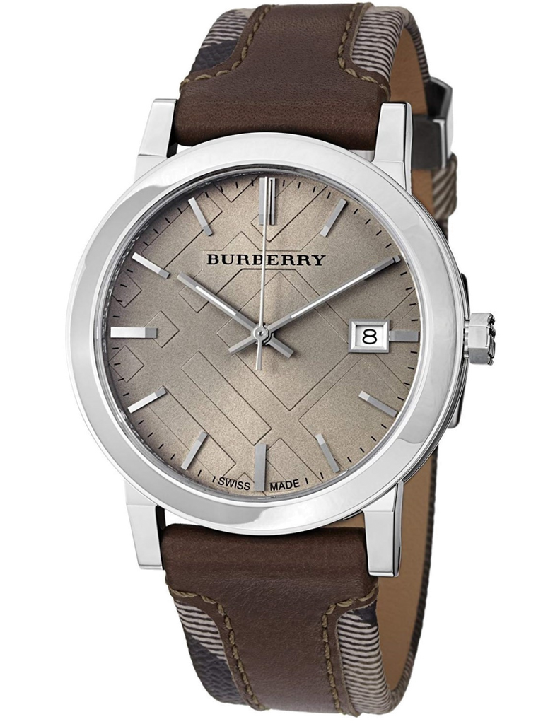 Burberry The City Grey Dial Leather Strap Watch for Men - BU9020