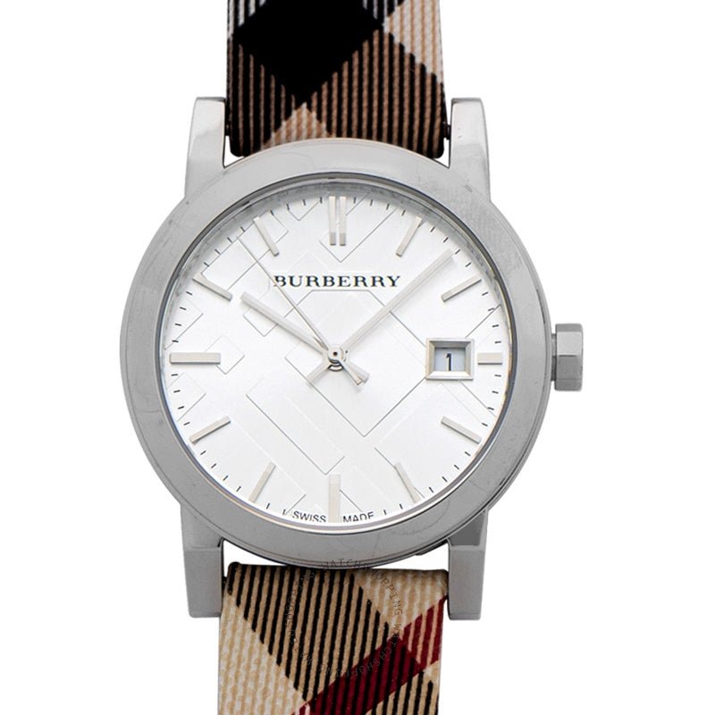 Burberry The City White Dial Brown Leather Strap Watch for Women - BU9113