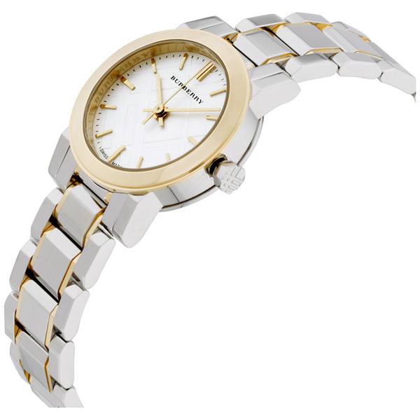 Burberry The City White Dial Two Tone Steel Strap Watch for Women - BU9115