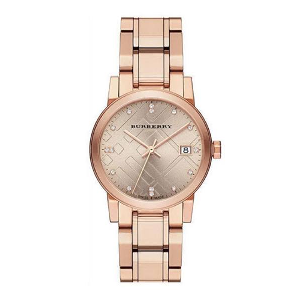 Burberry The City Diamonds Rose Gold Dial Rose Gold Steel Strap Watch for Women - BU9126