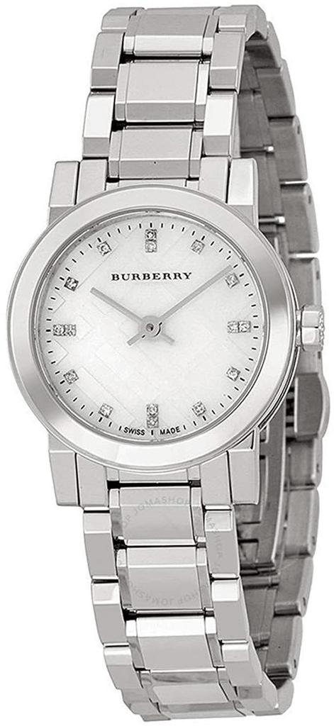 Burberry The City Diamonds Mother of Pearl Dial Silver Steel Strap Watch for Women - BU9224