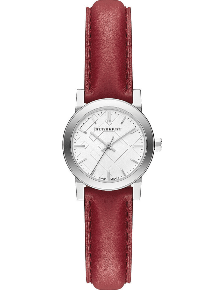 Burberry The City Silver Dial Red Strap Watch for Women - BU9232