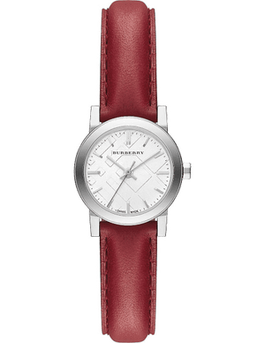 Burberry The City Silver Dial Red Strap Watch for Women - BU9232