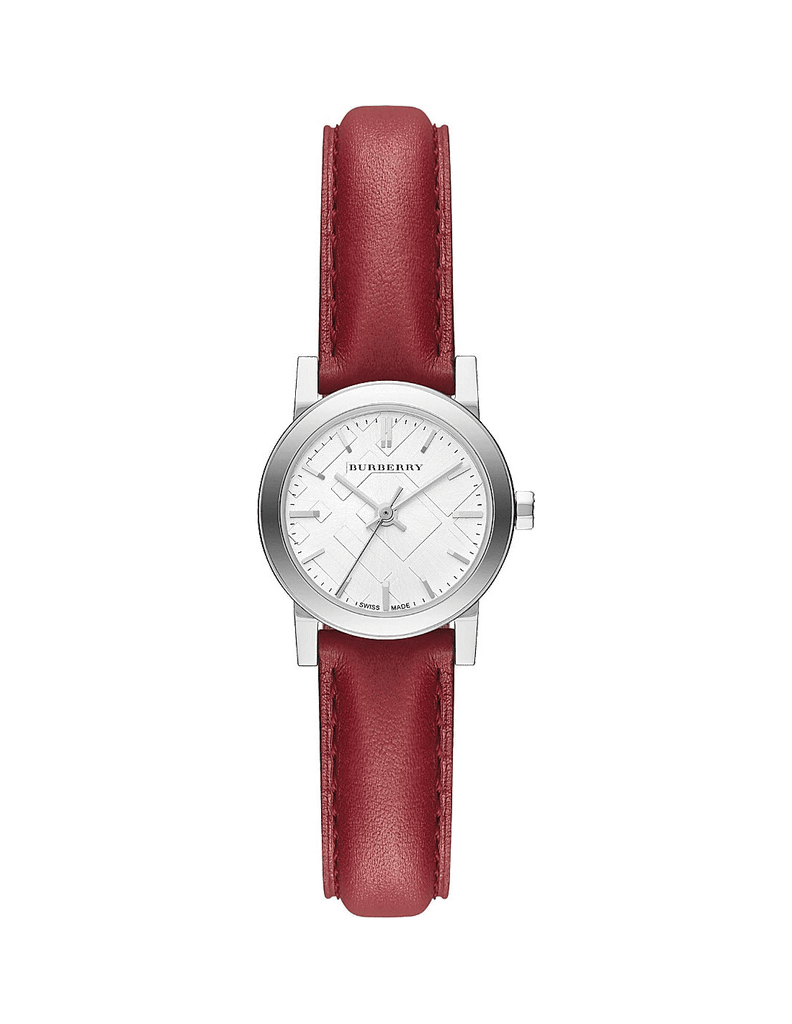 Burberry The City Silver Dial Red Strap Watch for Women - BU9232