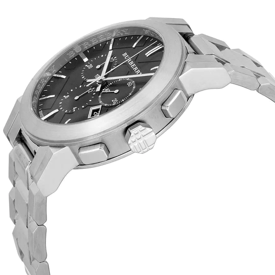 Burberry The City Black Dial Silver Steel Strap Watch for Men - BU9351