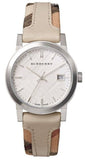 Burberry The City White Dial Beige Leather Strap Watch for Women - BU9132