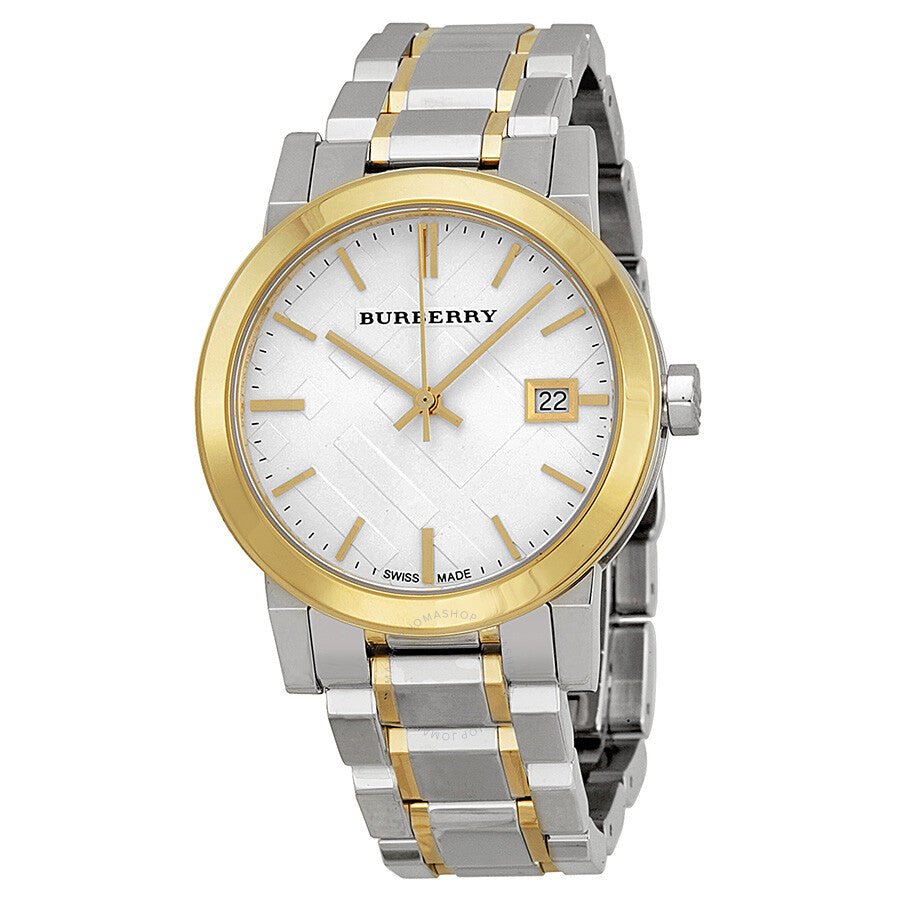 Burberry The City White Dial Two Tone Steel Strap Watch for Women - BU9115