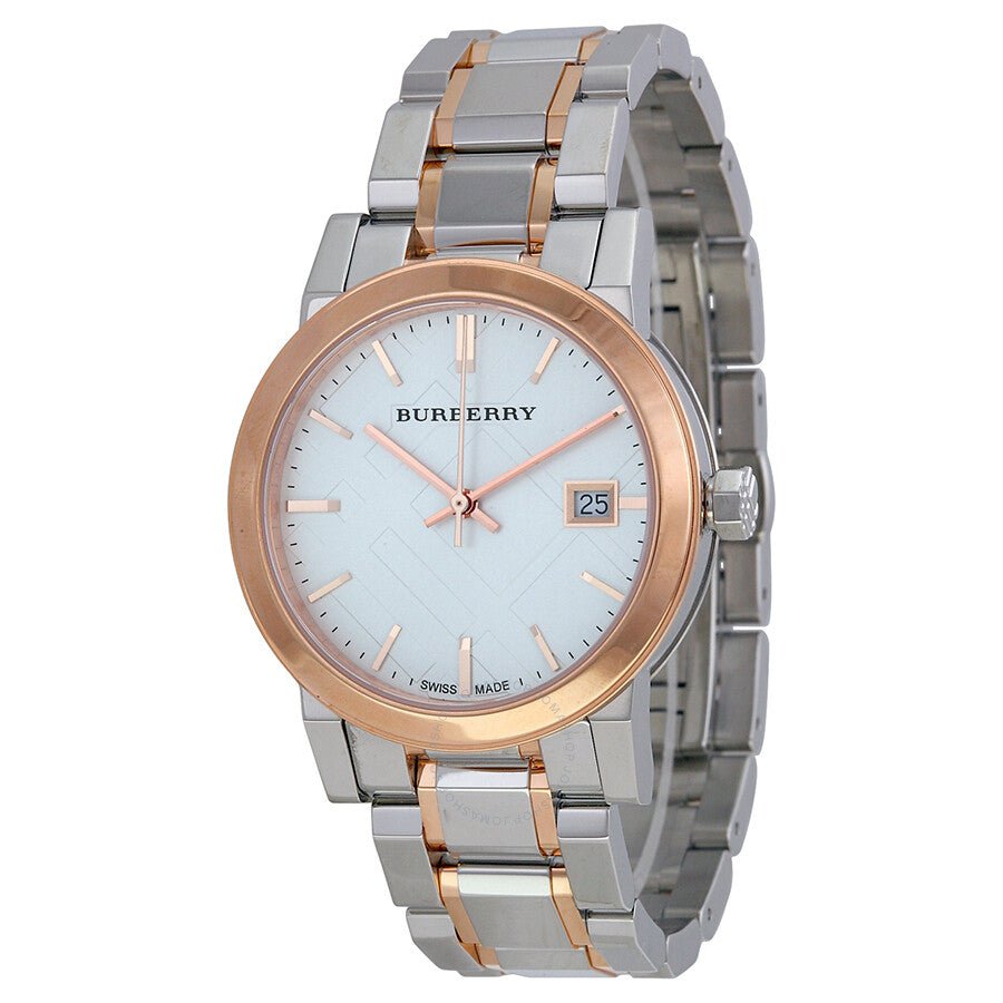 Burberry The City White Dial Two Tone Steel Strap Watch for Women - BU9105