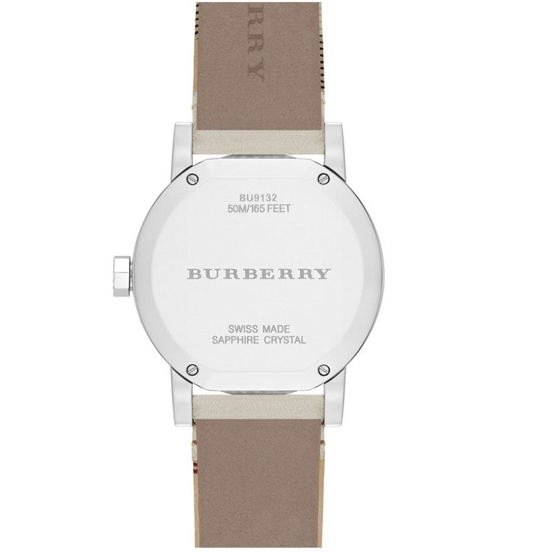 Burberry The City White Dial Beige Leather Strap Watch for Women - BU9132