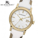Burberry The City White Dial White Leather Strap Watch for Women - BU9015