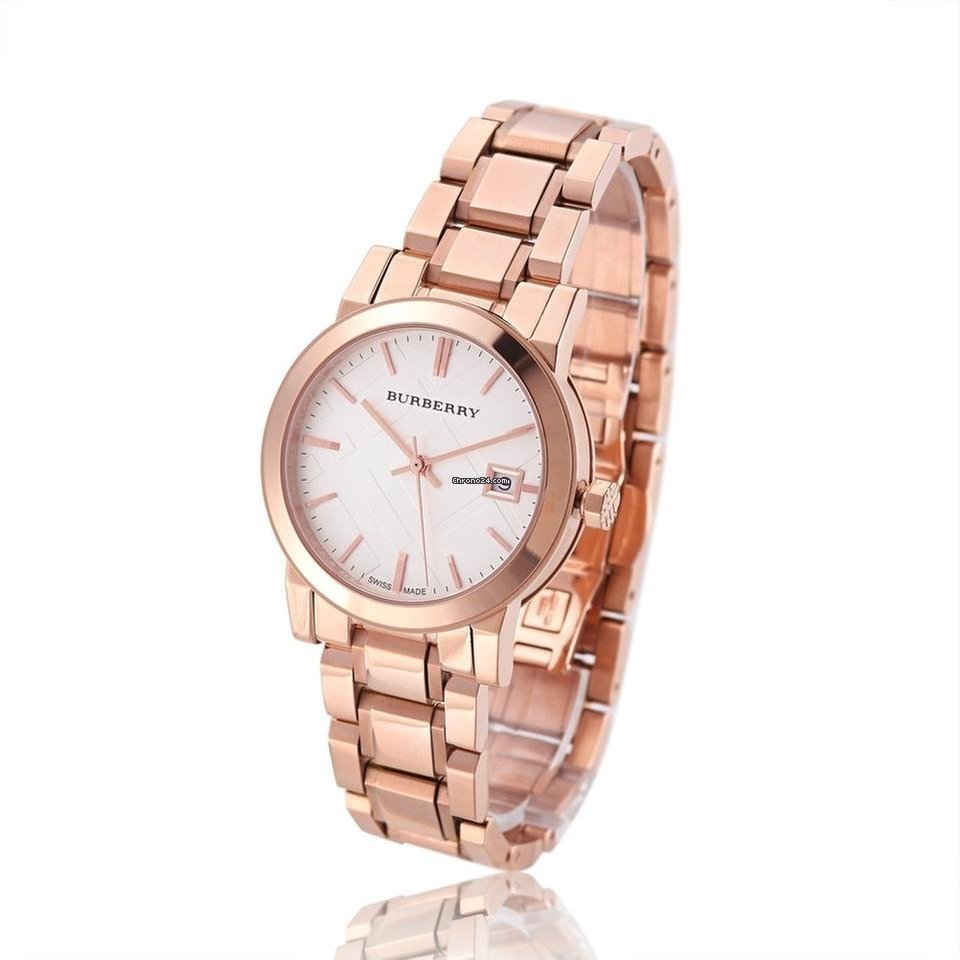 Burberry The City White Dial Rose Gold Steel Strap Watch for Women - BU9104