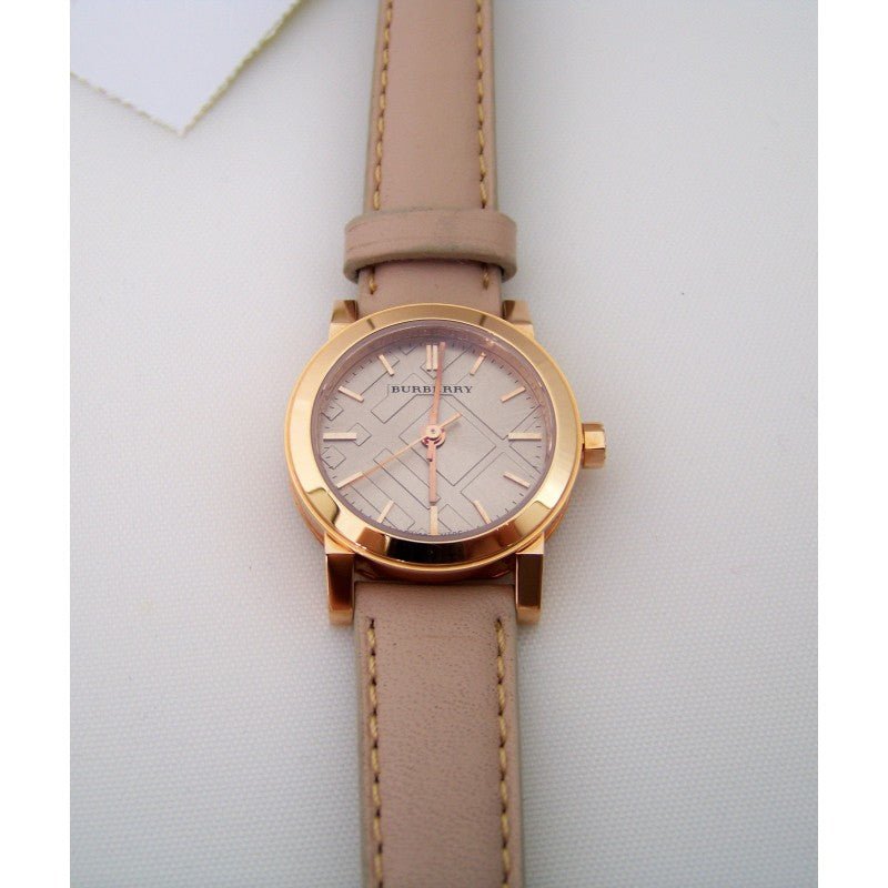 Burberry The City Gold Dial Beige Leather Strap Watch for Women - BU9210
