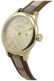 Burberry The Classic Gold Dial Brown Leather Strap Watch for Women - BU10114