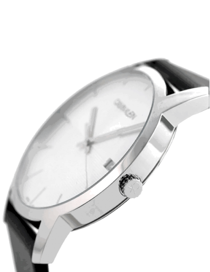 Calvin Klein City Silver Dial Black Steel Strap Watch for Men - K2G2G1CX