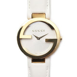 Gucci G Interlocking White Dial White Leather Strap Watch For Women - YA133327
