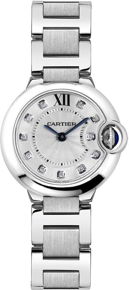 Cartier Ballon Bleu de Cartier Diamonds Silver Dial Silver Steel Strap Watch for Women - WE902073