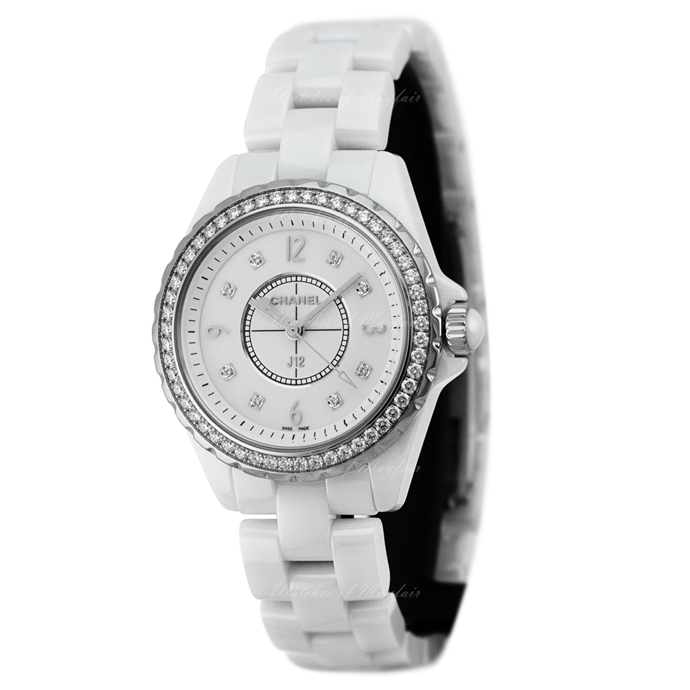 Chanel J12 Quartz Diamonds White Dial White Steel Strap Watch for Women - J12 H3110