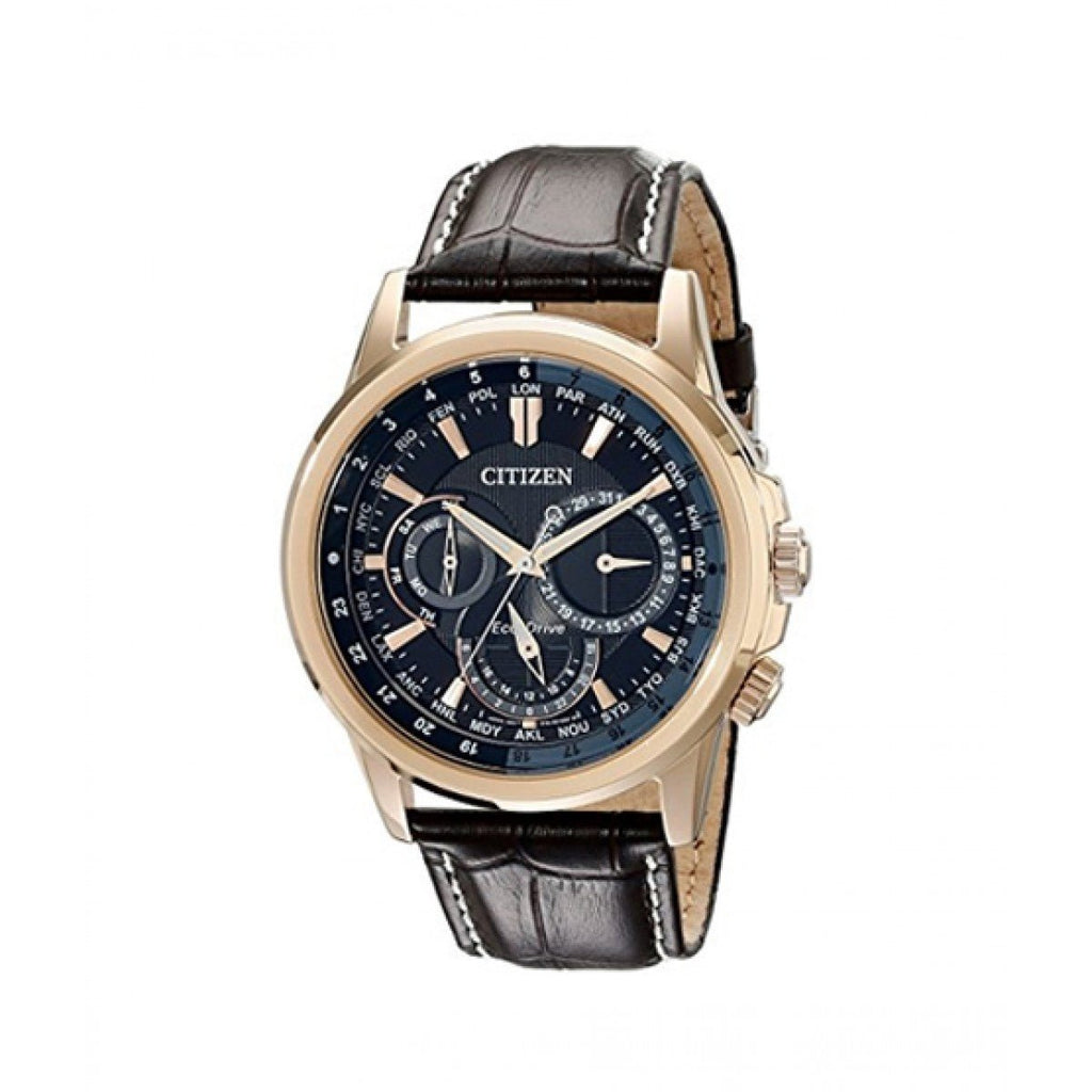 Citizen Eco Drive Calendrier Black Dial Brown Leather StrapWatch For Men - BU2023-12E