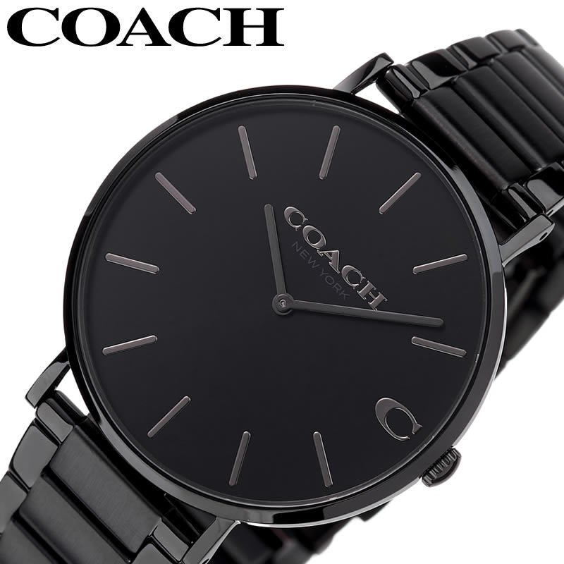 Coach Charles Black Dial Black Steel Strap Watch for Men - 14602431