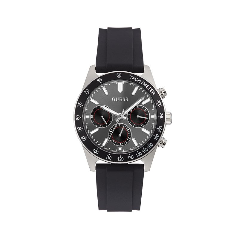 Guess Altitude Chronograph Black Dial Black Rubber Strap Watch for Men - GW0332G1