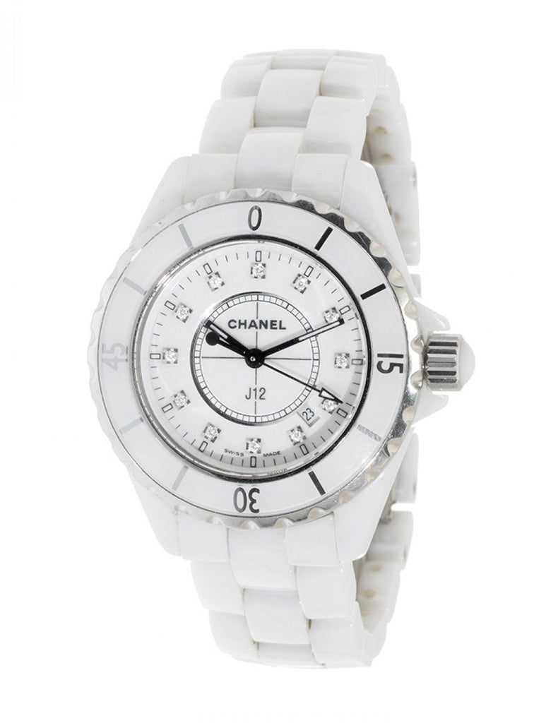 Chanel J12 Diamonds Ceramic White Dial White Steel Strap Watch for Women - J12 H1628