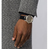 Versace Univers Beige Dial Black Leather Strap Watch for Men - VEBK00218
