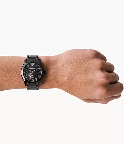 Emporio Armani Ceramica Quartz Black Dial Black Steel Strap Watch For Women - AR1402