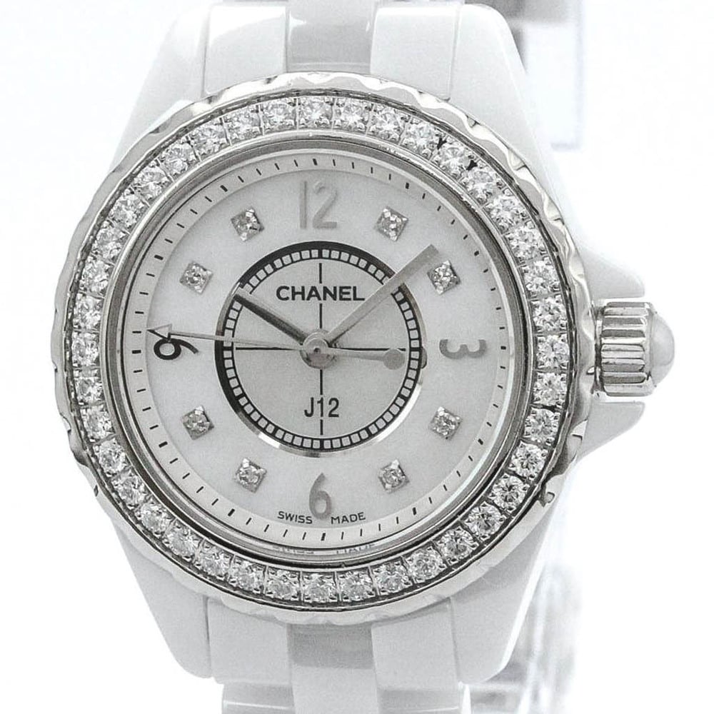 Chanel J12 Quartz Diamonds White Dial White Steel Strap Watch for Women - J12 H3110