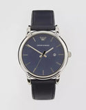 Emporio Armani Classic Quartz Blue Dial Black Leather Strap Watch For Men - AR1731
