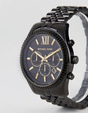 Michael Kors Lexington Chronograph Black Dial Black Steel Strap Watch for Men - MK8603