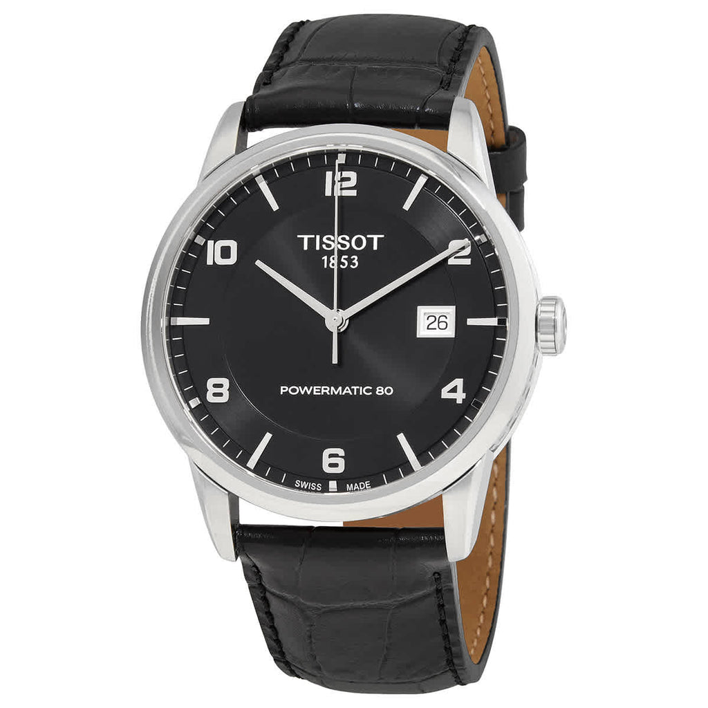 Tissot Luxury Powermatic 80 Black Dial Black Leather Strap Watch For Men - T086.407.16.057.00