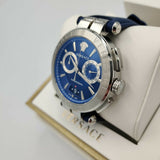 Versace Aion Chronograph Blue Dial Blue Leather Strap Watch for Men - VE1D01220