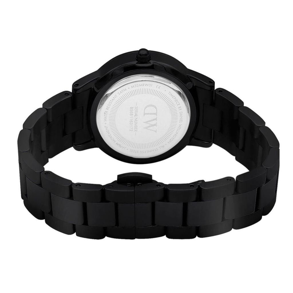 Daniel Wellington Iconic Link Ceramic Black Dial Black Steel Strap Watch For Women - DW00100414
