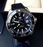 Tag Heuer Aquaracer Calibre 5 Automatic Black Dial Black Rubber Strap Watch for Men - WAY201A.FT6142