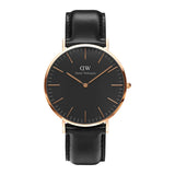 Daniel Wellington Classic Sheffield Black Dial Black Leather Strap Watch For Men - DW00100127